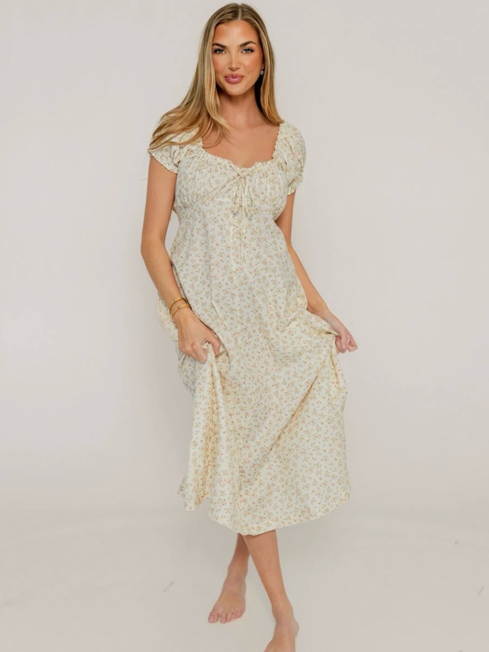 Worth Collective Marley Midi Dress Cream Size XS NWT